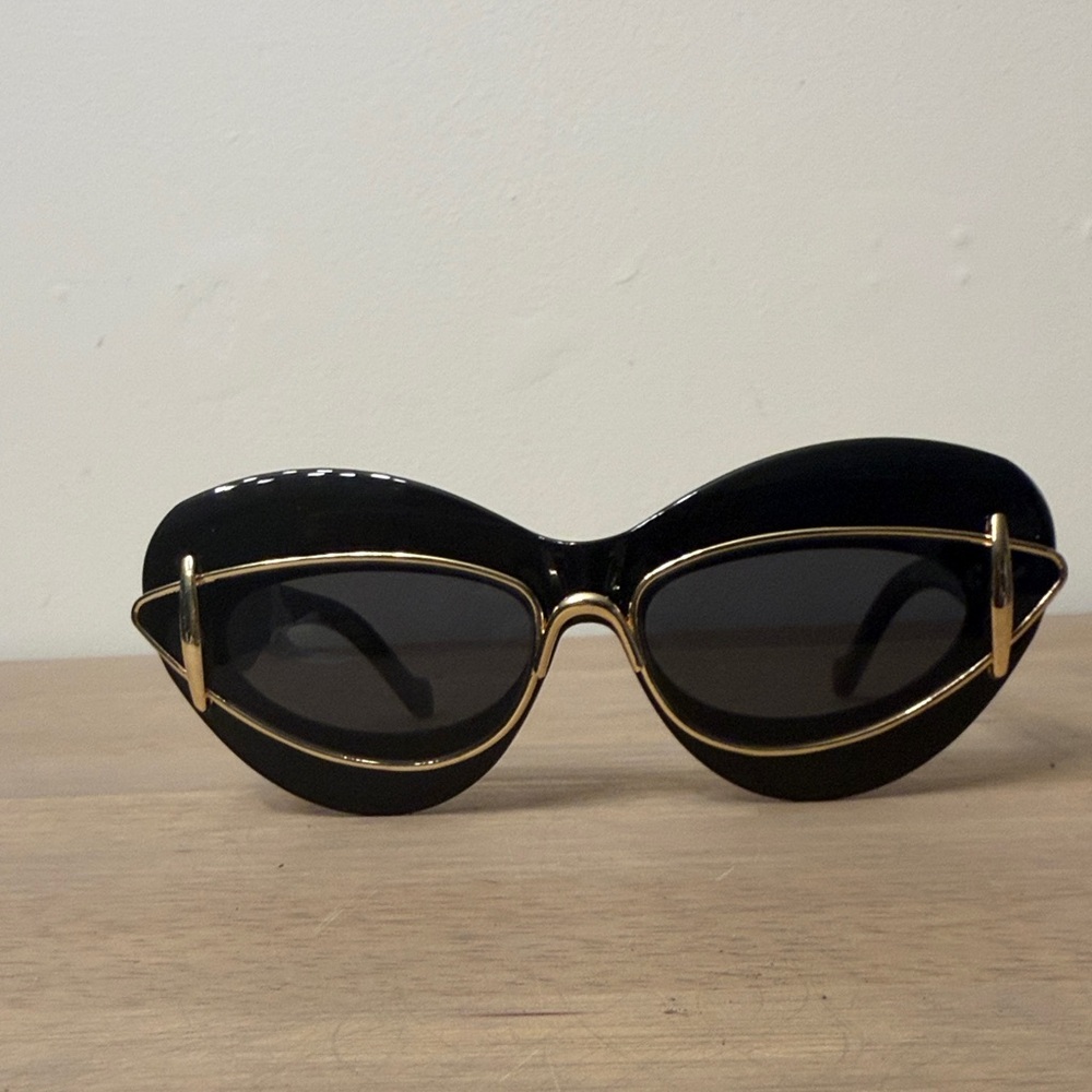 Anthropologie Black and Gold Cat-Eye Sunglasses - Picture 7 of 8